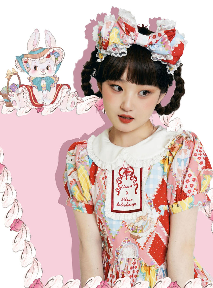 Southern Cross~Showa Kaleidoscope~Sweet Lolita OP SK and JSK with Rabbit Print