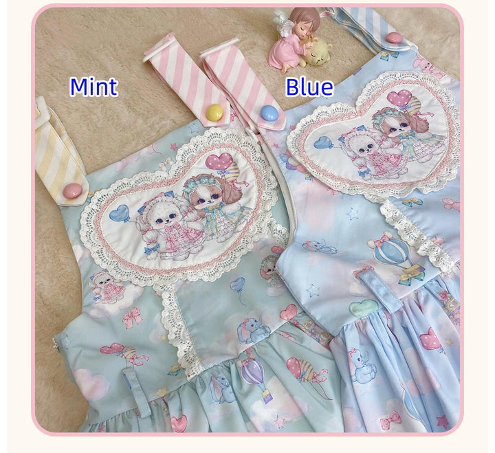 (Buyforme)DreamWhale~Puppy Parks~Sweet Lolita Kawaii Puppy Lolita Salopette (L M S XL / blue) 12228:725240