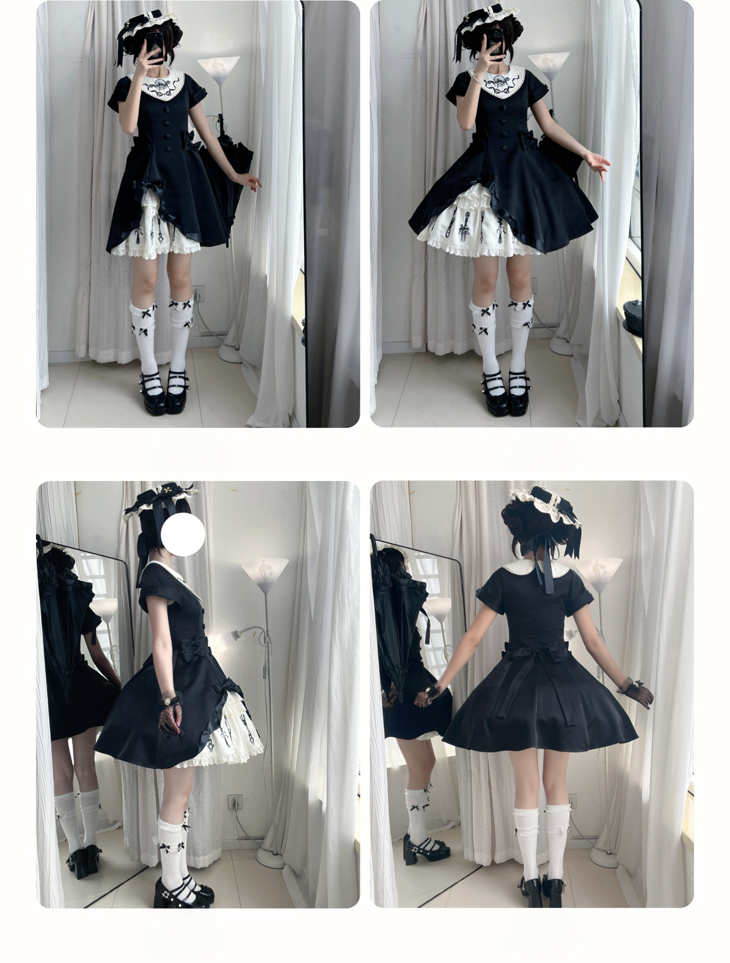 Silent Dinner - Gothic Lolita Six-Panel OP Dress with Cutlery Embroidery 45669:857857