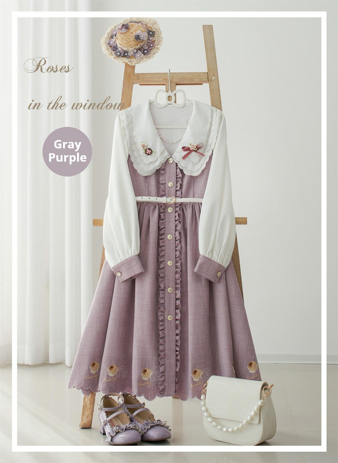 EESSILY~Window Rose~Classic Lolita OP Front Buttoned Embroidery Lolita Dress (3XL 4XL L M S XL) 40598:670820