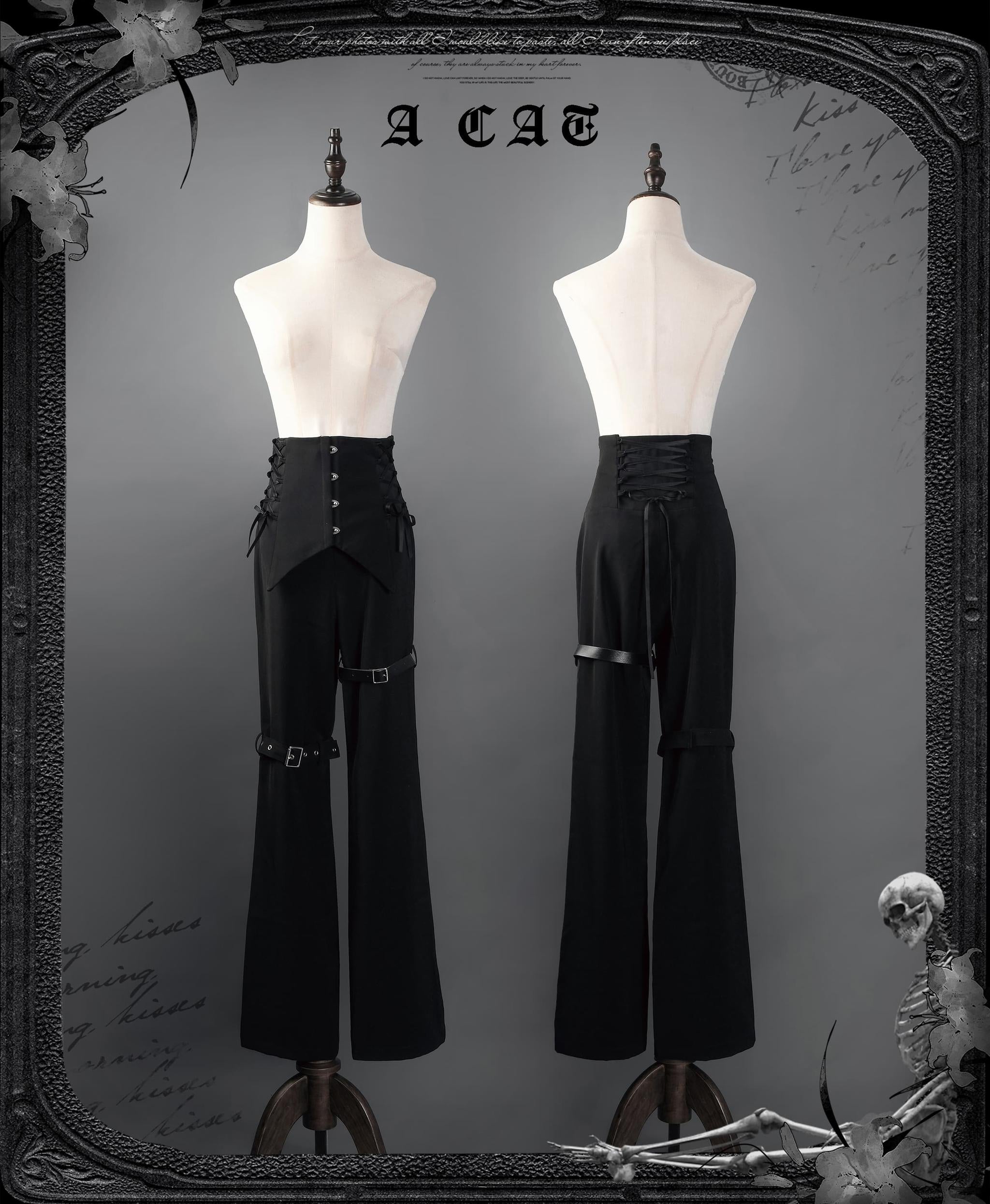 Ouji Lolita V-Line Backless Blouse & Slight Flare Pants (2XL 3XL L M S XL XS) 45671:858349