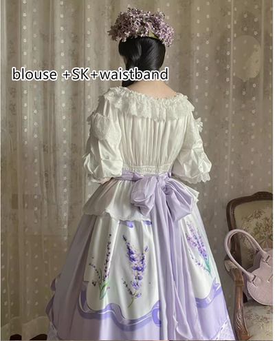 (Buyforme)Yolanda~ Lavender Smoke Floral OP Dress SK and Blouse   