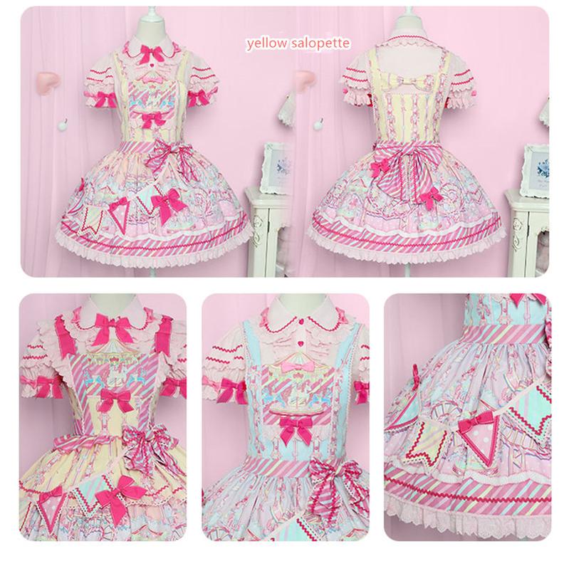 Letters from Unknown Star - Candy Park - Sweet Lolita Print Jumper Dress 29486:346572