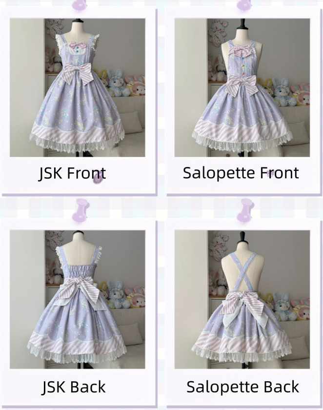 Star Gummies - IP Collaboration Sweet Lolita Dress, Bunny Print & Lace