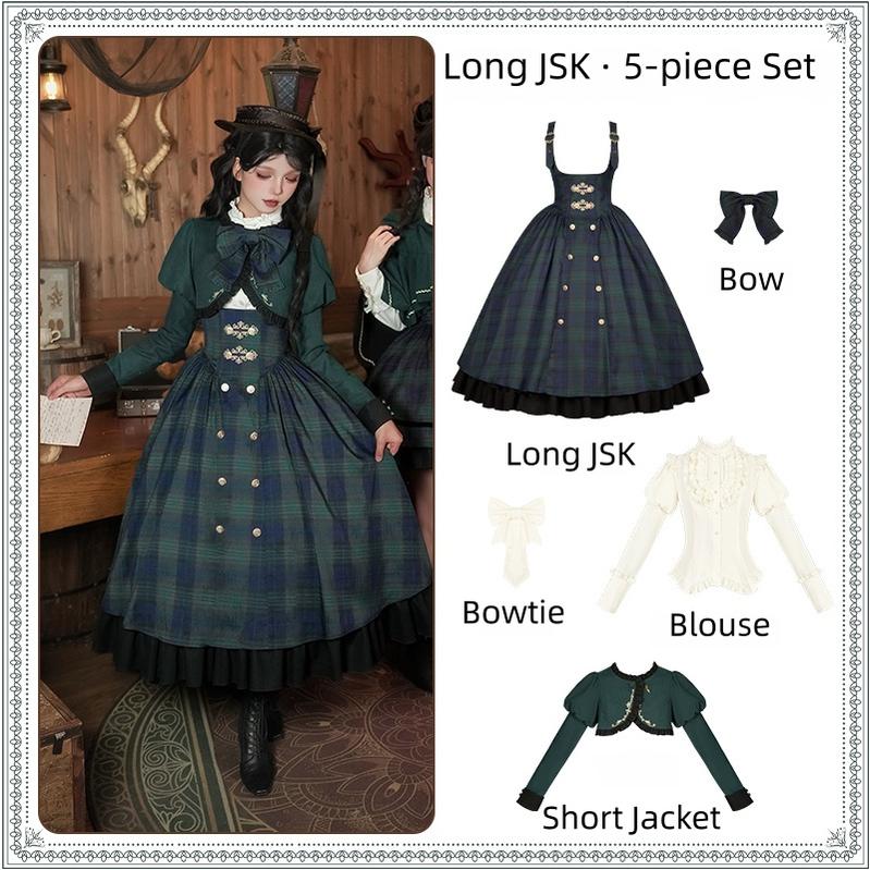 With PUJI - Berlin Souvenir - Plaid Preppy Style Lolita Bust Supporting JSK Outfit (L M S) 43928:790007
