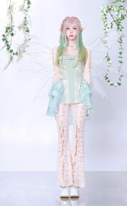 Virtual~Daydreaming~Sweet Lolita Lace Tie-dye Print Long Camisole   