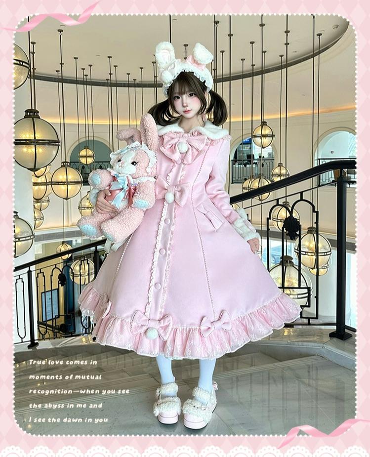Mengfuzi - Nico Bunny - Winter Sweet Lolita Overcoat, Detachable Cape 44102:795411
