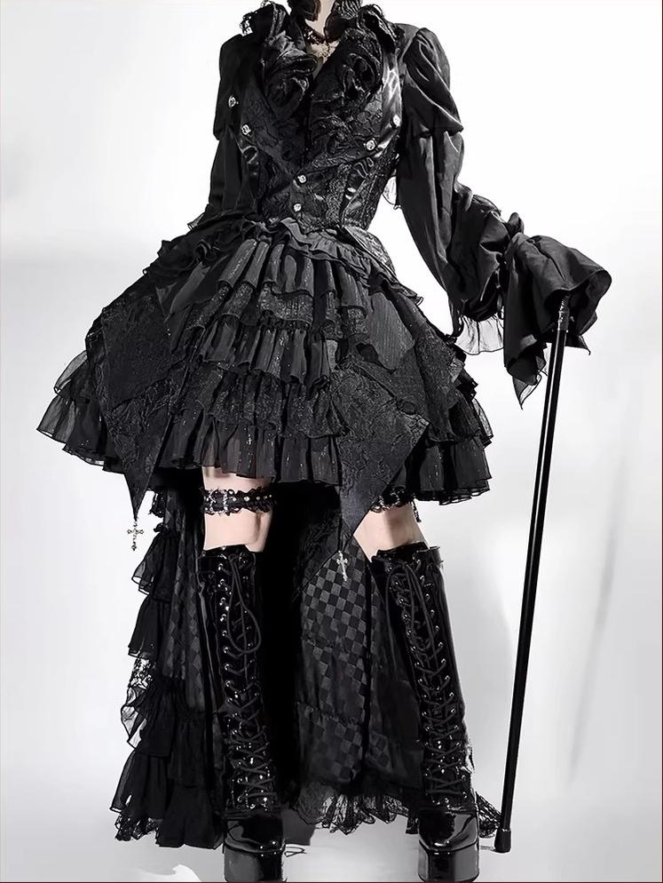 Genesis and Armageddon - Gothic Lolita High-low Hem Shirt, Boning SK