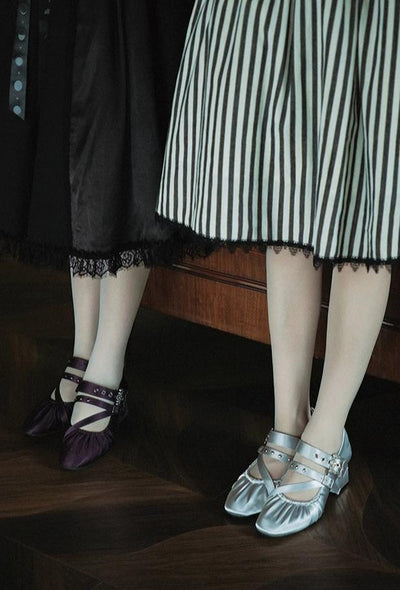 Momo~Merseburg Night~Gothic Lolita Mid Heels Retro Shoes Multicolors   