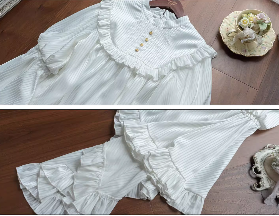 Muppet Mind Ben - Dreaming - Gothic Lolita Princess Sleeves Blouse Striped Printing 39008:608462