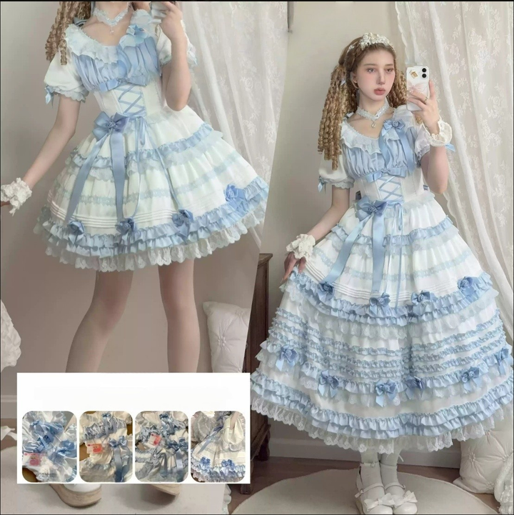 Uncle Wall Original~Stacked Black Currant~Gothic Lolita OP Dark Adjustable Lolita Dress (L M S) 39928:764571