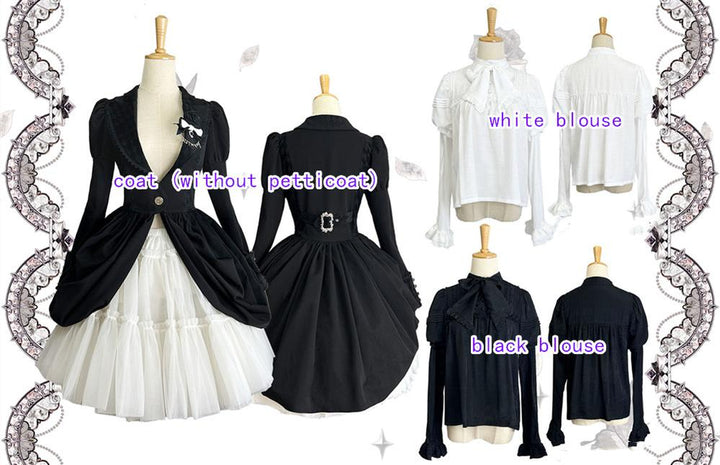 (Buyforme)Little Bear~Gothic Lolita Black and White Striped JSK Set   