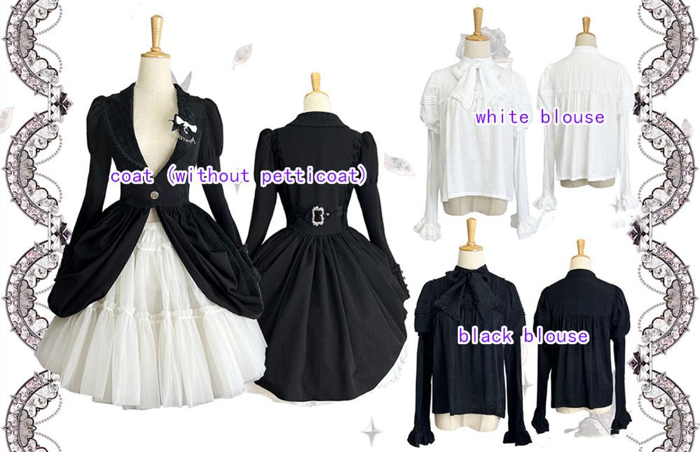 (Buyforme)Little Bear~Gothic Lolita Black and White Striped JSK Set 21350:301646