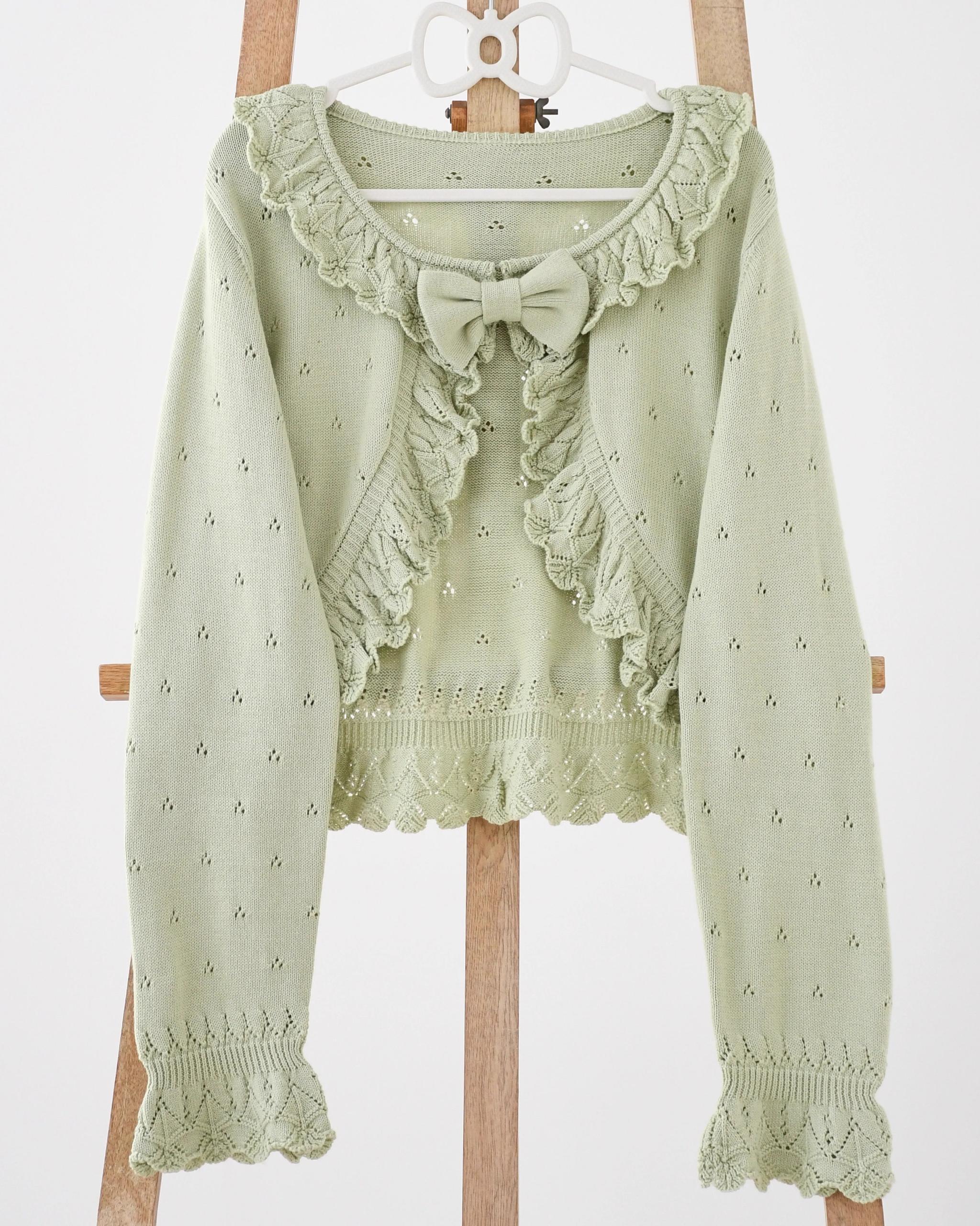MIST - Nainai - Vintage Lolita Knitted Cardigan Grape Green S