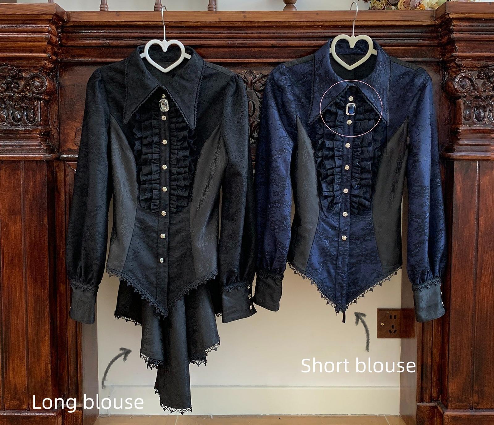 Chill Rice - Jacquard Long Sleeve Ouji Lolita Blouse, Tail Accent