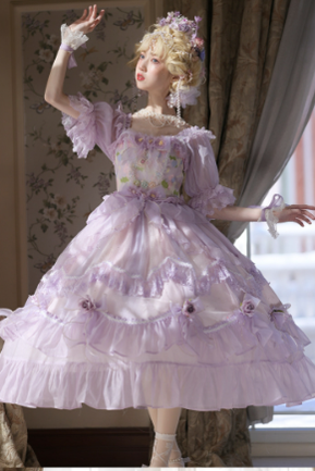 Cat Fairy~Miss Molly~Wedding Lolita Short Sleeved Chiffon OP   