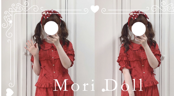 Mori Doll~Kawaii Lolita Rabbit Ears Short Sleeve Shirt Multicolors S burgundy 