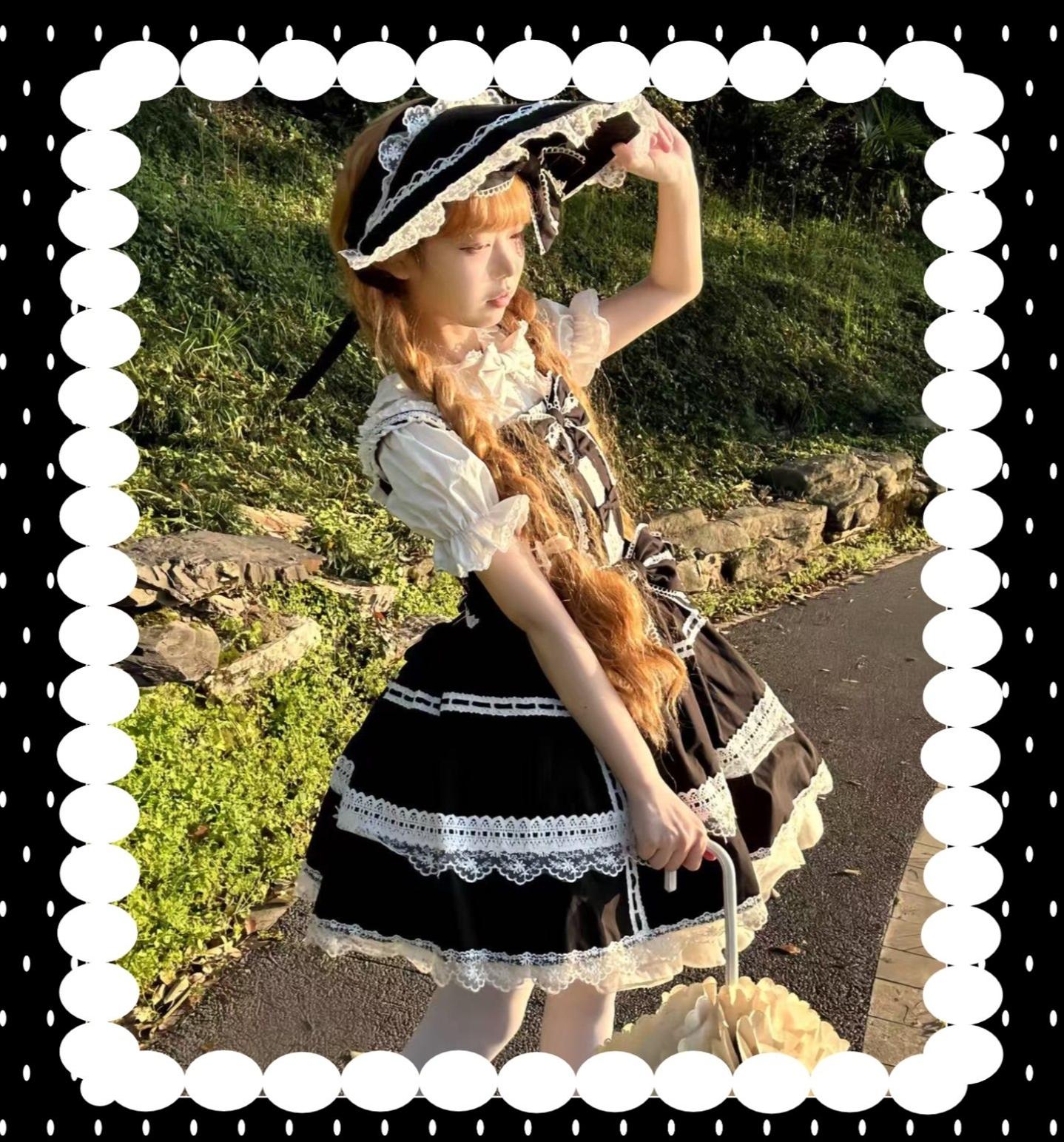 Old Heartache - Cotton Old School Lolita JSK Dress with Bows 45600:854545