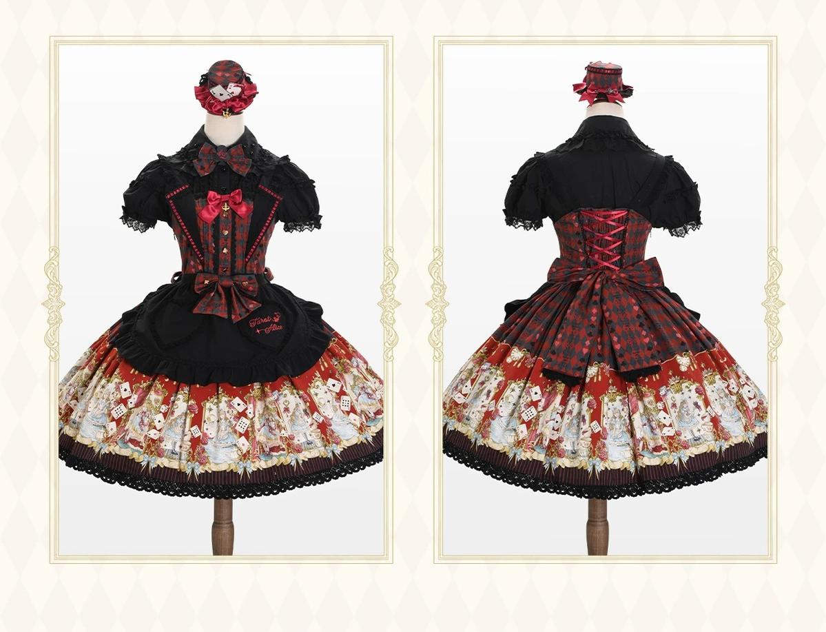 Tarot Alice - Cotton Old School Lolita JSK Dress, Detachable Apron 45739:861436