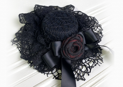 Sweet Dream~Elegant Lolita Wedding Bridal Birdcage SK free size black-red small top hat 