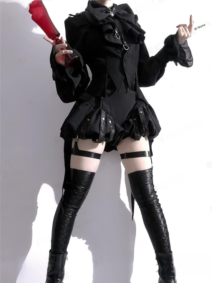 Kali Sheep~Midnight~Gothic Lolita Black Shorts Suit Prince Style Shirt   