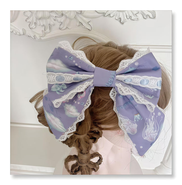 Artemida Tale - Daughter of the Sea - Sweet Lolita Undersea World Print Headdress Set A purple dual-use fabric large side clip only One Size