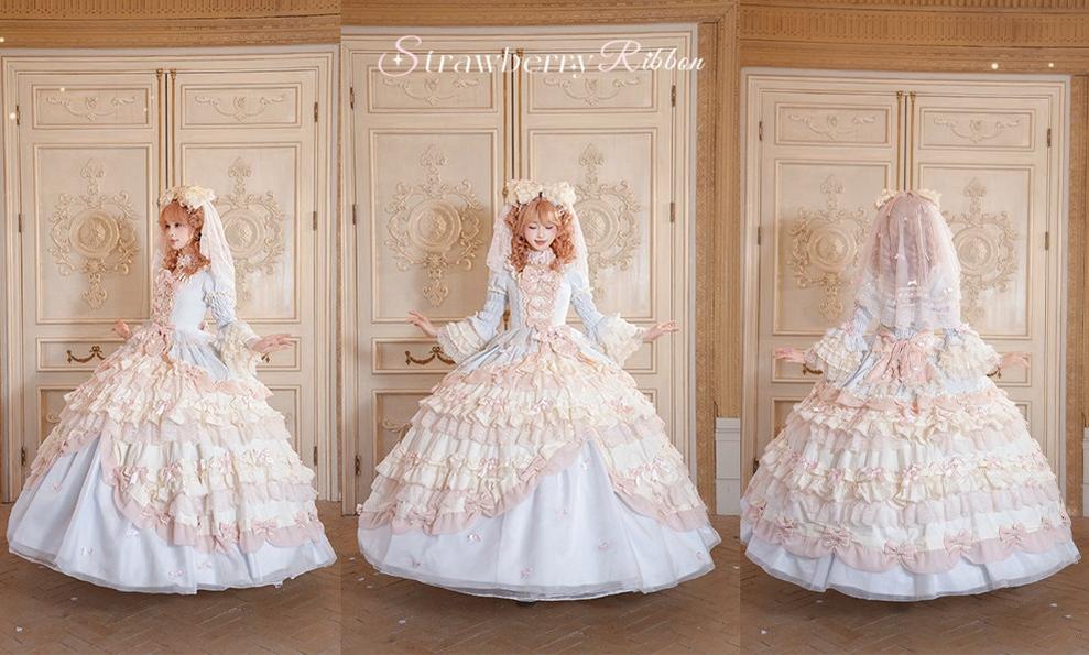 Strawberry Ribbon - Sweet Lolita Wedding Dress, Side Opening 44910:827516