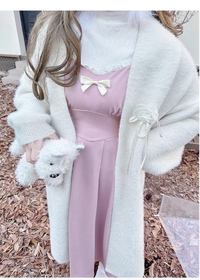 Yingtang~Sweet Lolita Coat Plus Size Lolita Dress Set XL beige cardigan 
