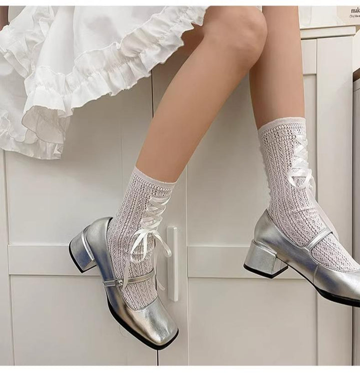 WAGUIR~Daily Lolita Socks Lace Mid-tube Ballet Socks for Spring and Summer   