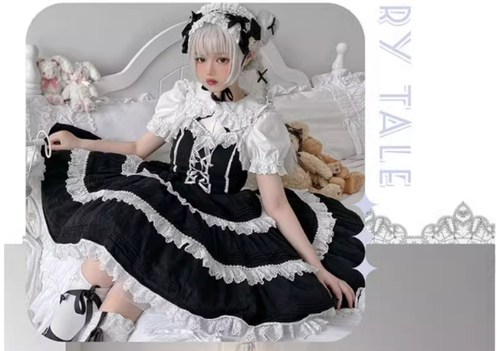 (BFM)LittleFairyTale~Cotton Lolita Dress Summer Jumper Skirt   