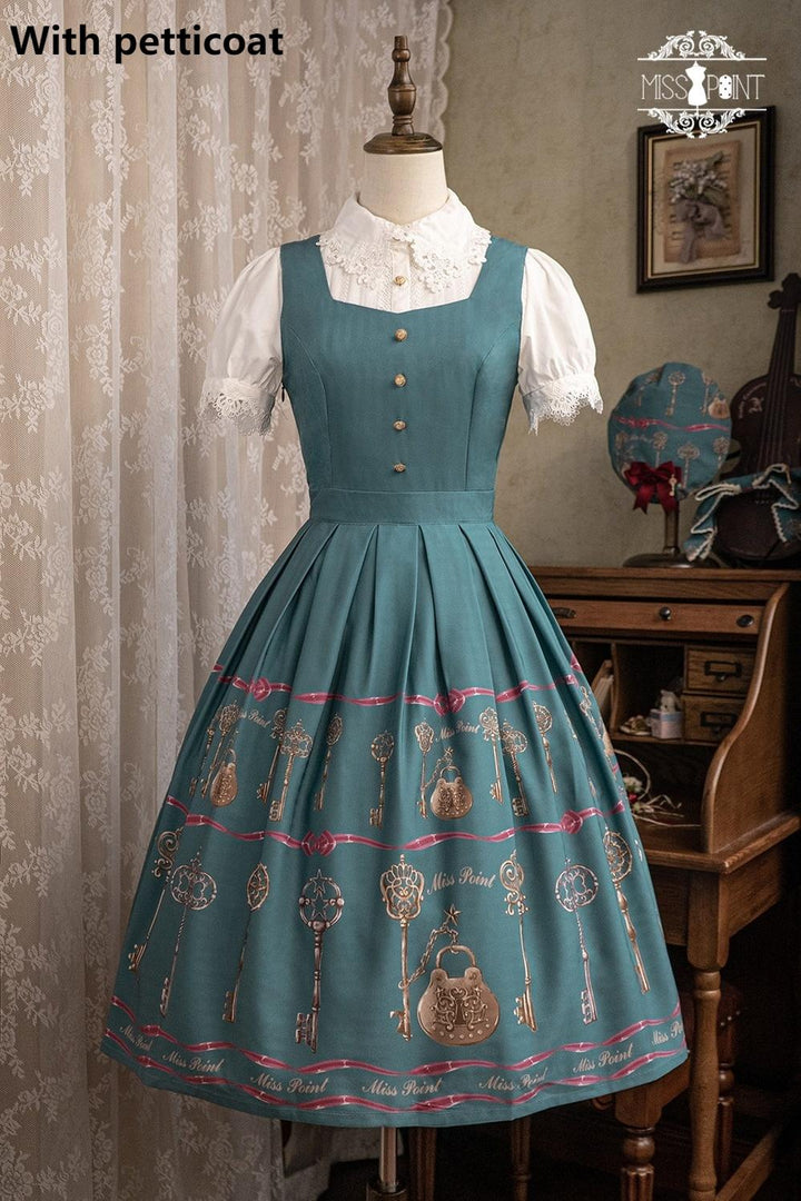 Miss Point~Antique Key~ Elegant Lolita JSK Retro Lolita Dress XS Turquoise green 