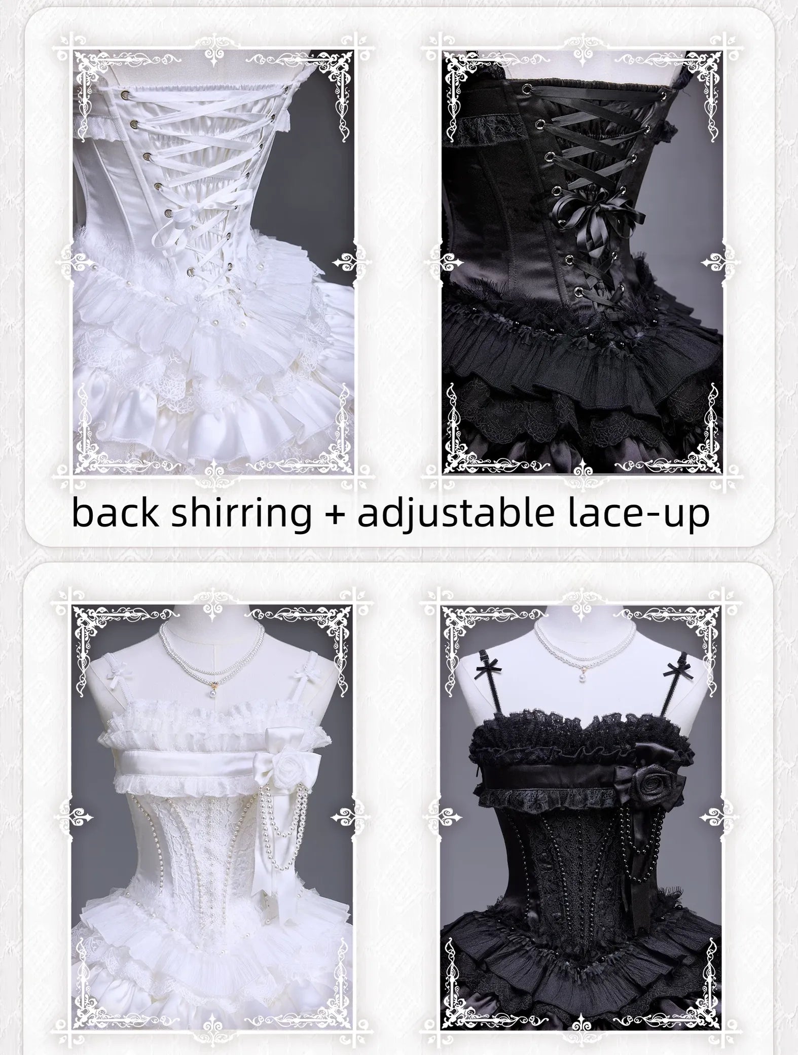 Nameless Snow - Classic Lolita Corset JSK Dress, Detachable Cape 45683:858982