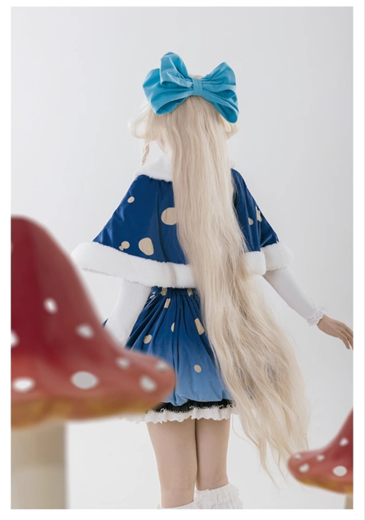 (BFM)With Puji~Blue Umbrella~Lolita Dress Suspenders Mushroom Set   