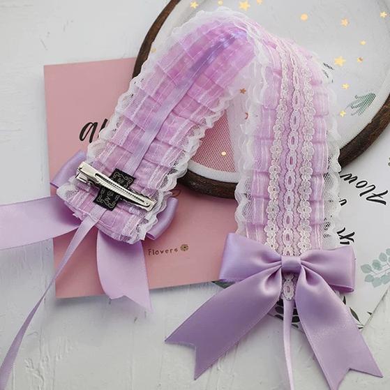 Sweet Lolita Lace Bow Headband with Clips 45829:864376