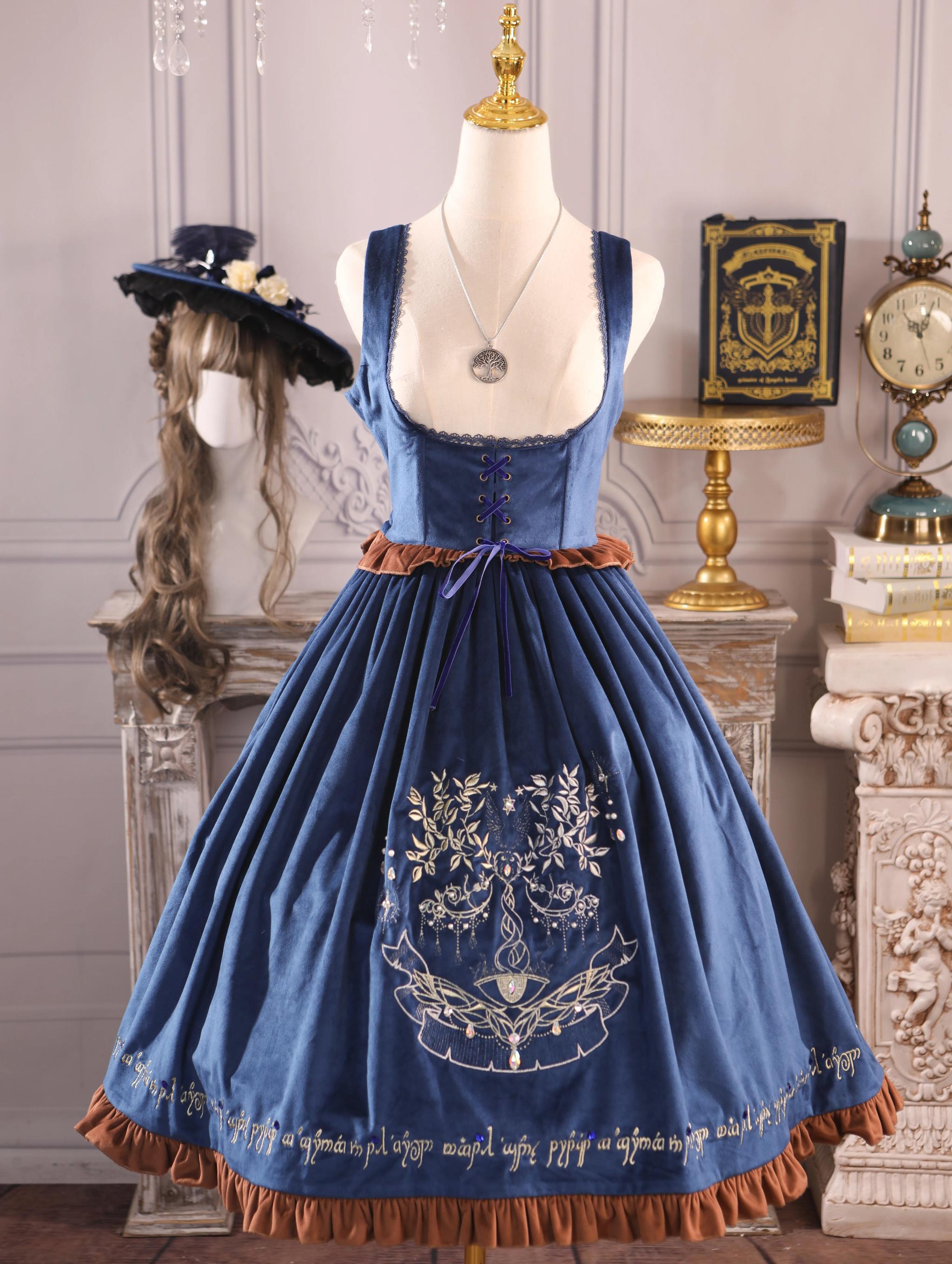 Twin Trees' Celestial Glow - Classic Lolita Bust-Supporting JSK, Plus Size (2XL 3XL L M S XL) 44508:810781