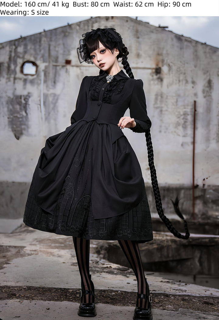 Susin Lolita~Normandy~Gothic Lolita Bust-Supporting JSK Nun Lolita OP Dress