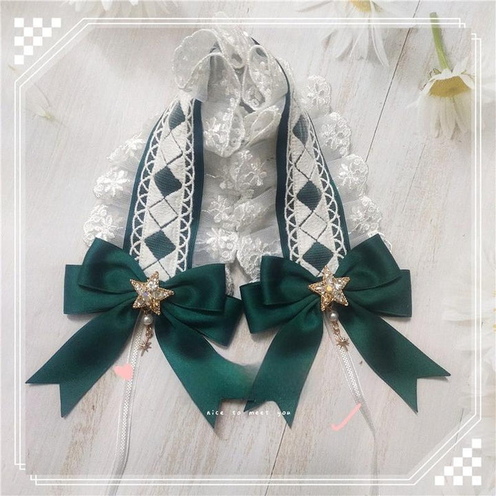 MoXiaoqing Handmade~Elegant Lolita HeaddressDark Green Butterfly Hair Accessory Choker Dark green adult's small headband  