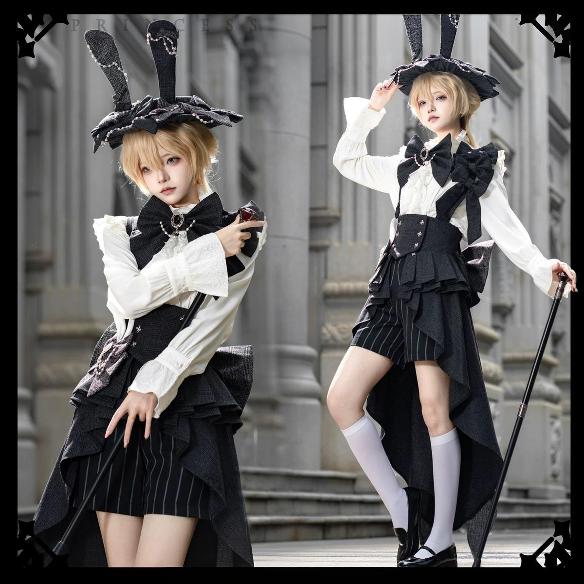 Rabbit Theater - Ouji Lolita Blouse and Waistband Set, Suspender-style 45982:870584