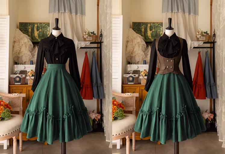 Forest Wardrobe~Forest Basket~Elegant Lolita Skirt Retro Classic Petal Swing Skirt   