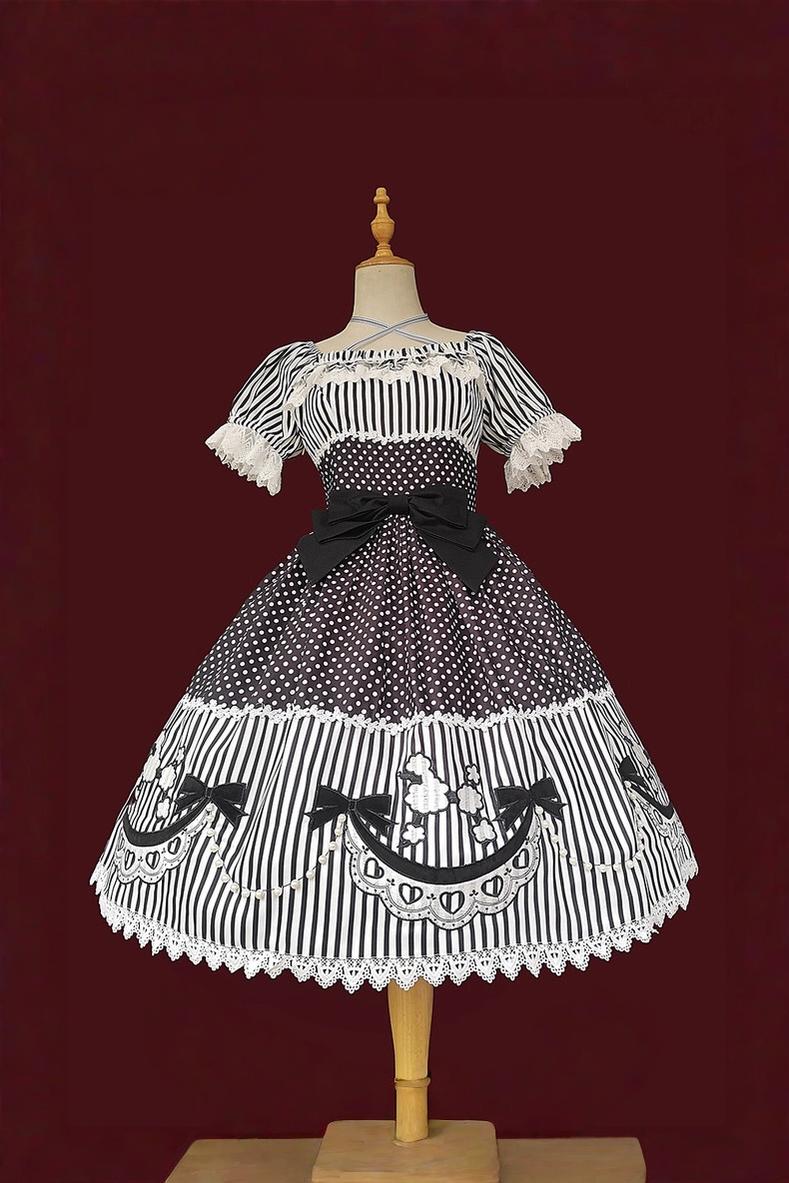Infanta - Poodle - Polka Dot Old-school Lolita Dress, Poodle Embroidery (2XL L M S XL) 44354:804722
