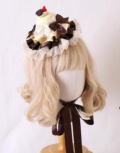 Xiaogui~Kawaii Lolita Hairpin Lace Cake Small Top Hat   