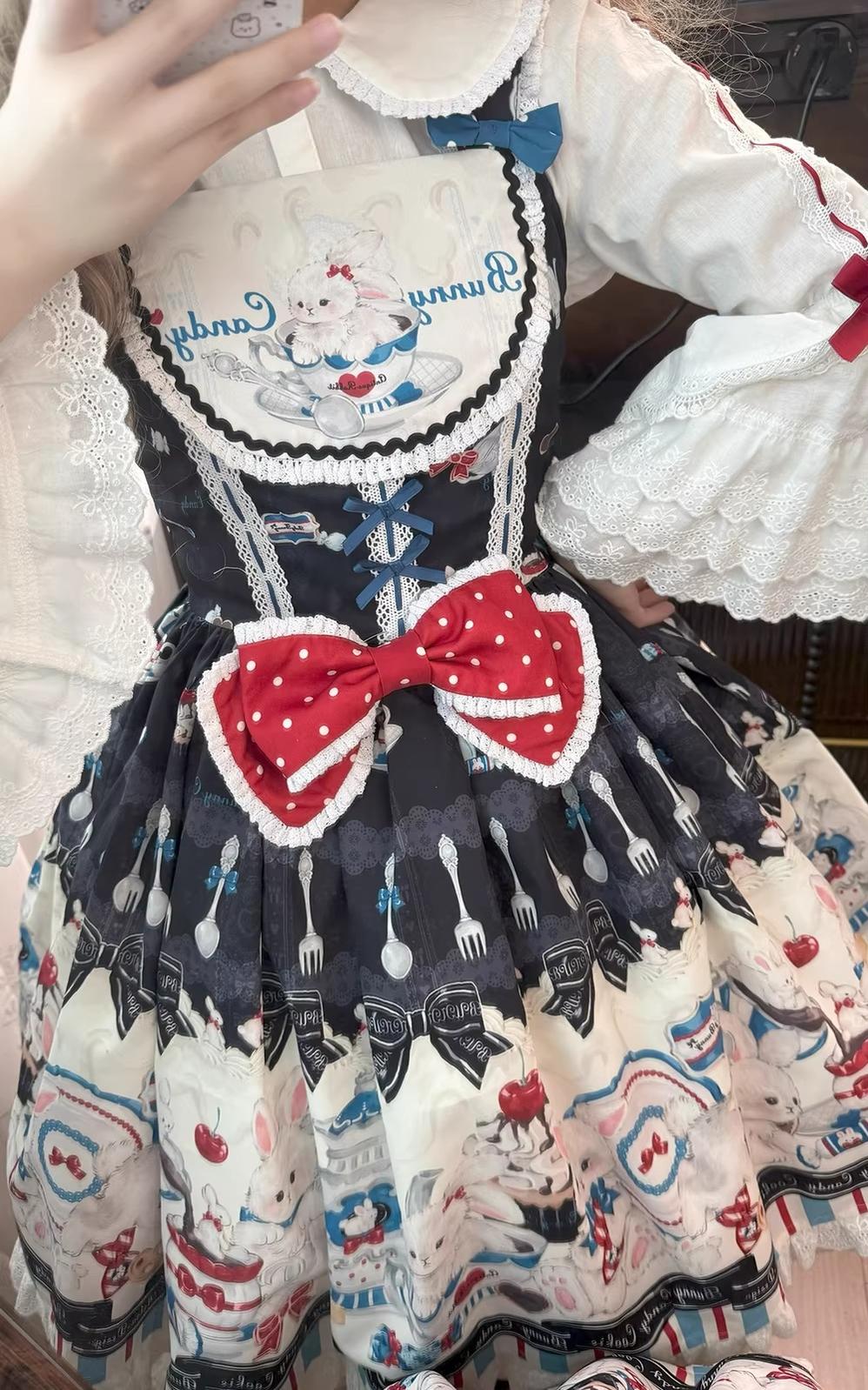 Myth Rabbit Tea Party - Sweet Lolita Dress Set, Bunny Print JSK 44460:809383