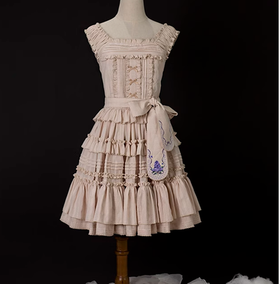 Mumu~Mini Lilac~Elegant Lolita Split Type Dress Multicolors S beige sleeveless camisole 