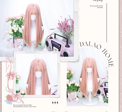 Dalao Home~Sweet Long Straight Pink Wig   