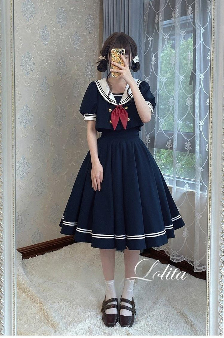 Beleganty - Sea and Wind Separate SP3.0 - Sailor Lolita Puffy Sleeve Blouse 43389:775350
