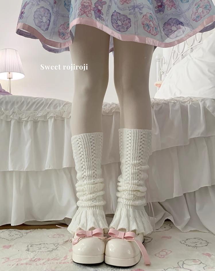 Roji Roji~Sweet Lolita JK Girl Bow Socks Leg Warmer Butterfly Knot Free size No ribbon 