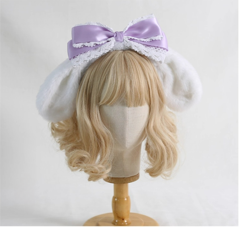 Kawaii Lolita Cinnamoroll Plush Handmade Hairband Light purple