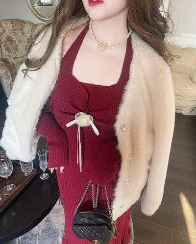 Hard Candy~Sweet Lolita Coat Knitted Dress Set Plus Size   