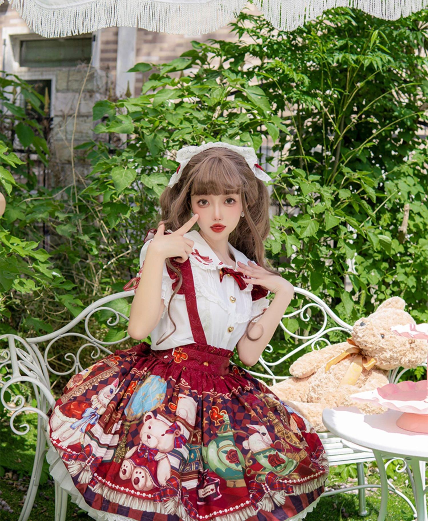 Ocelot - Crown Bear - Kawaii Lolita SK Daily Chiffon Skirt