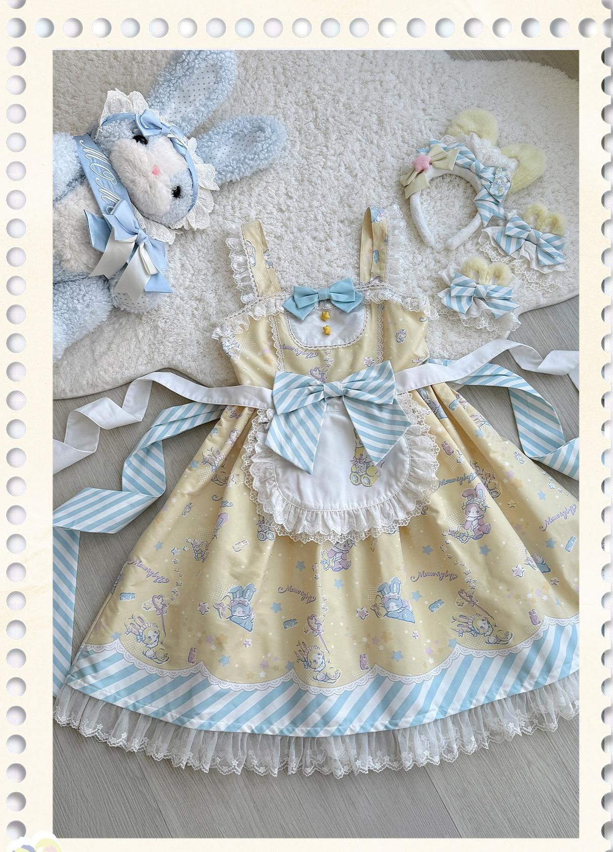 Star Gummies - IP Collaboration Sweet Lolita Dress, Bunny Print & Lace 44608:830567